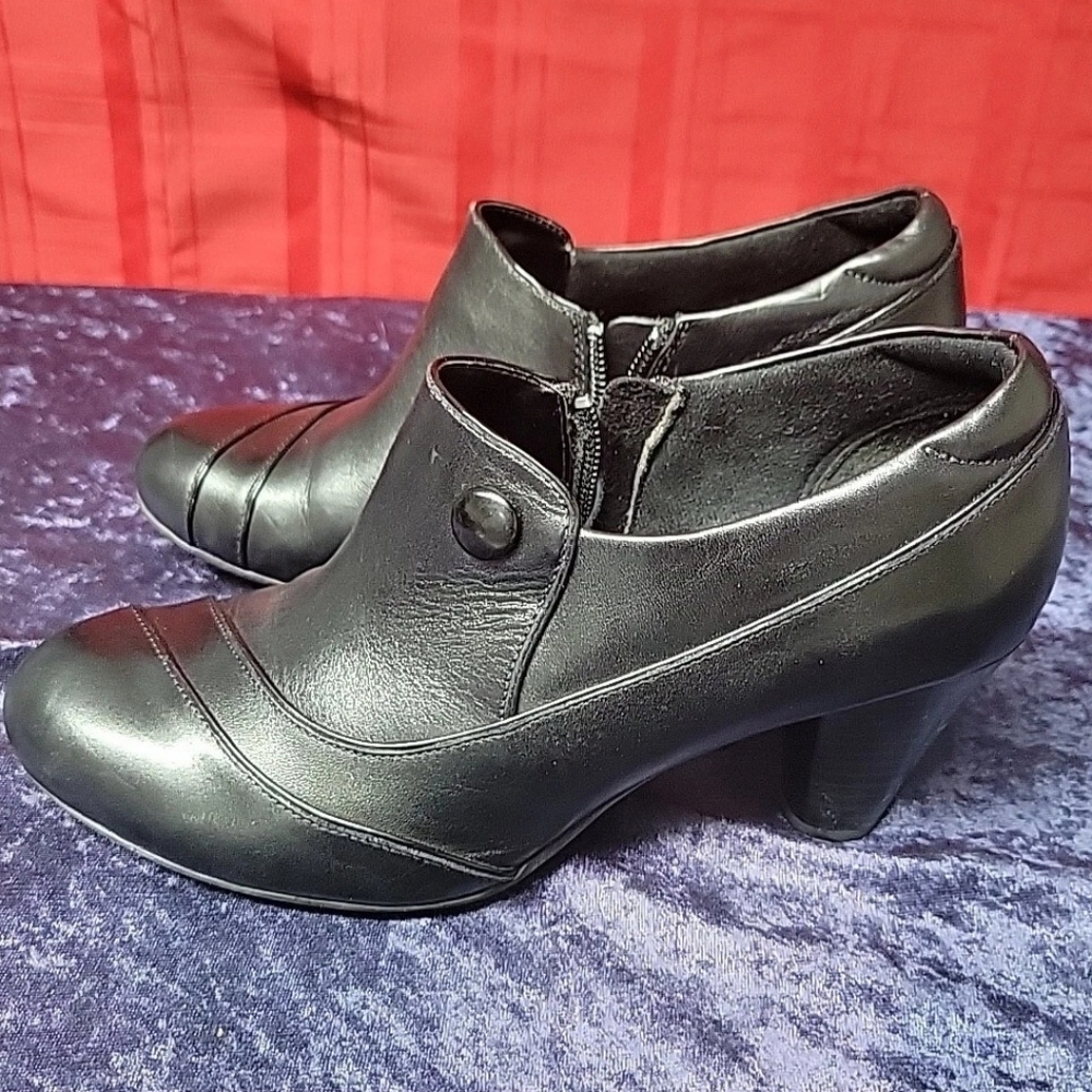Clark’s Bendables 83050 Black Lea Absess Angel Women’s Heeled Shoes Size 7.5 Zip